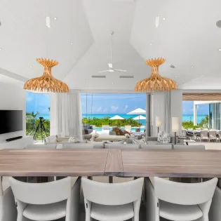 2.5 b.e. grace bay beachfront 5bd kitchen living
