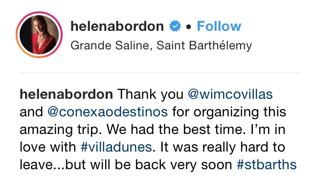 Celebrity News from st barths, Helena Bordon, st barts 