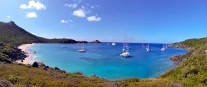 Secluded beach at Colombier only accessible by hiking or boat.