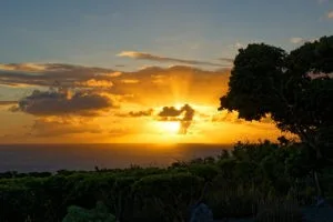 sunset on St. Barts, caribbean island 