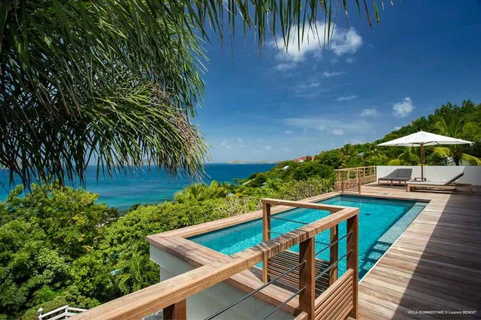 4 bedroom Villa in Point Milou St. Barts, pool deck with ocean views 