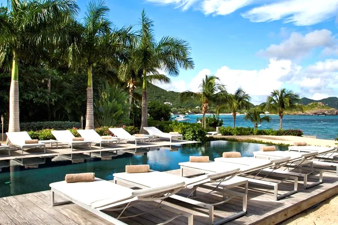 4 bedroom Villa on Lorient Beach, St. Barts, pool deck with ocean views 