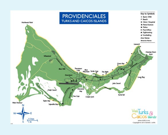 Up-close map of Turks and Caicos