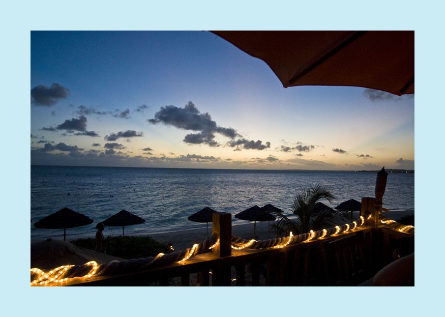 The sunset from the roof deck of restaurant 