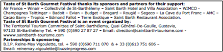 Taste of St Barth 2015 Schedule