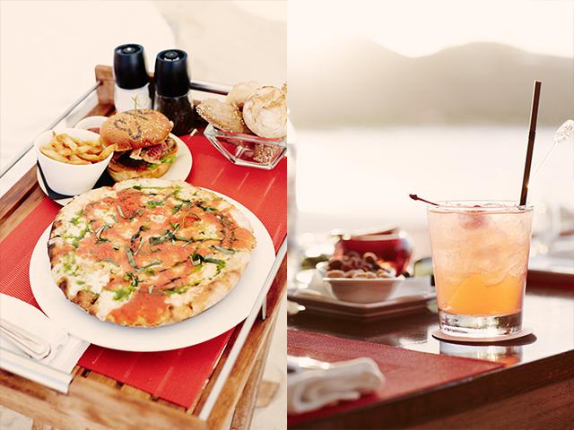 For a post-layout lunch, make the short trek from the beach up to Sand Bar for midday cocktails, small bites, and pizzas while overlooking the turquoise ocean.