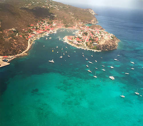 View from above flying into St Barts