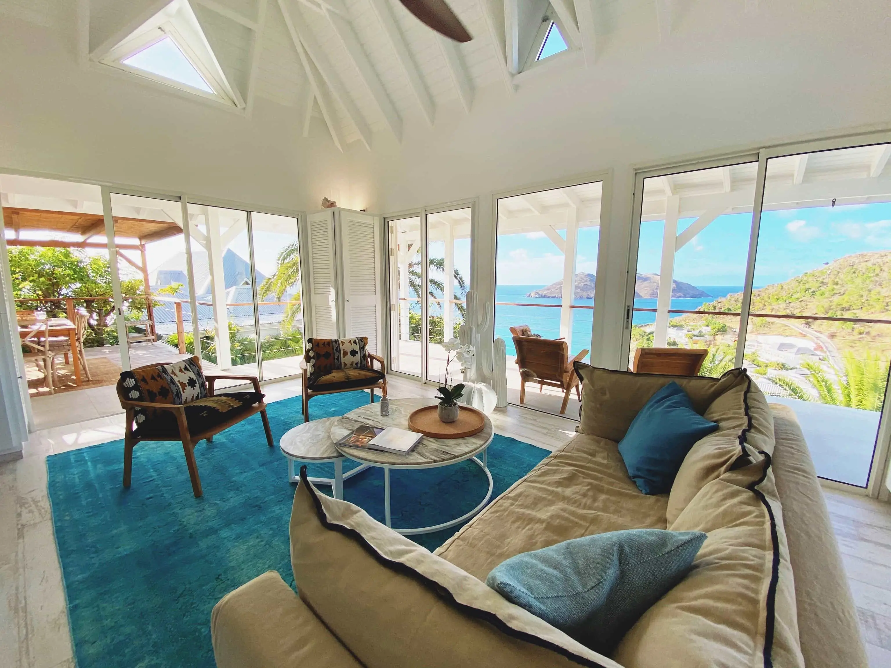 Living Room at Pearl Roc Three-Bedroom Villa © Pearl Beach, St Barth