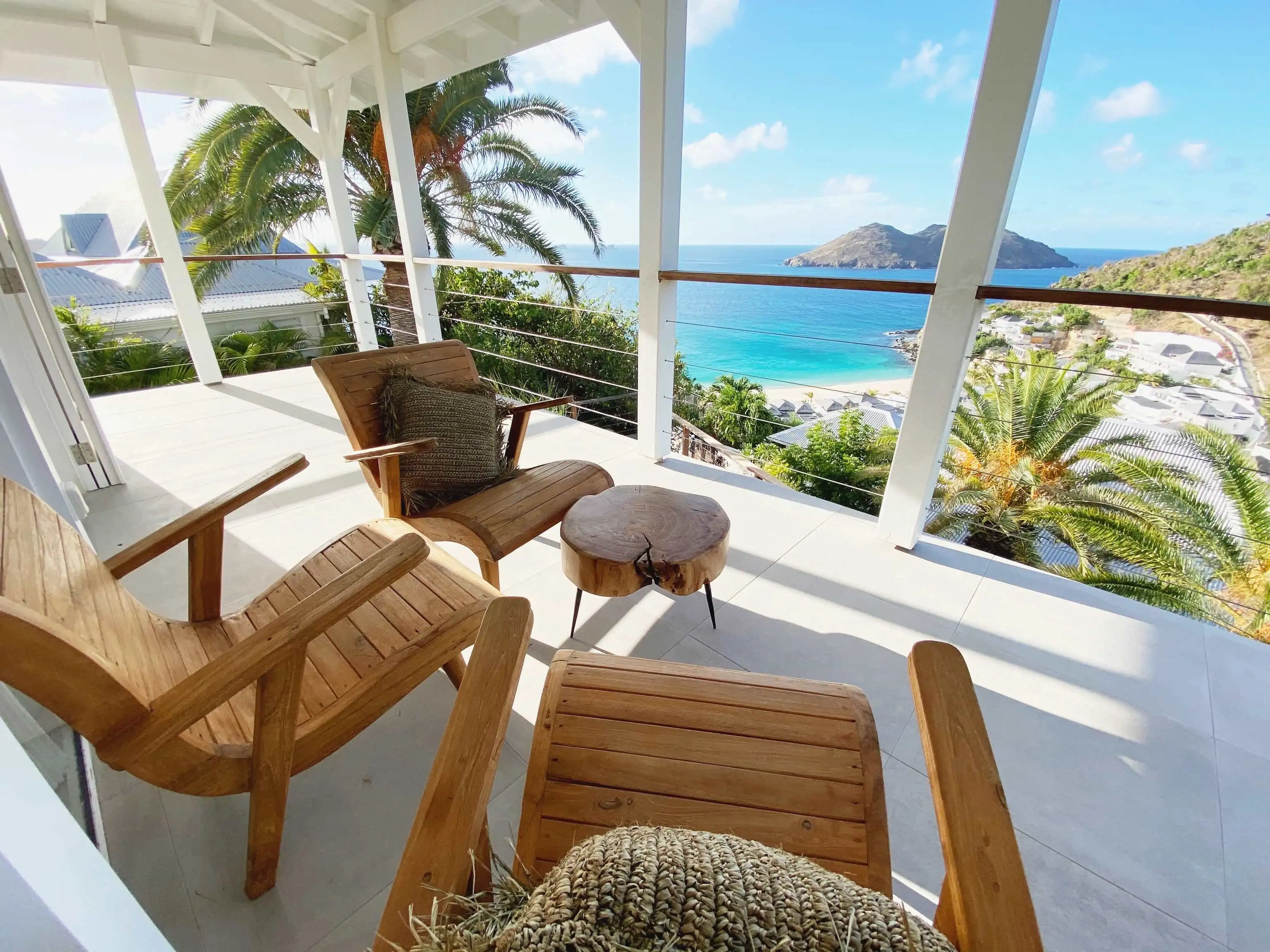 Porch and view at Pearl Roc Three-Bedroom Villa © Pearl Beach, St Barth